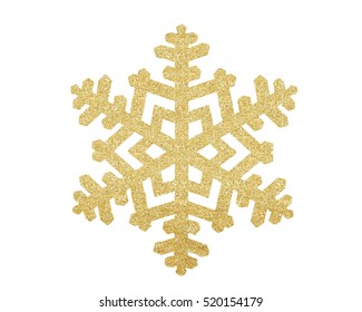 Golden Christmas snowflake isolated on white background - Shutterstock ID 520154179