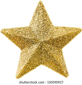 Golden Christmas Star Isolated On White Background 