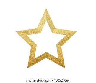 Golden Christmas Star Isolated On White Background