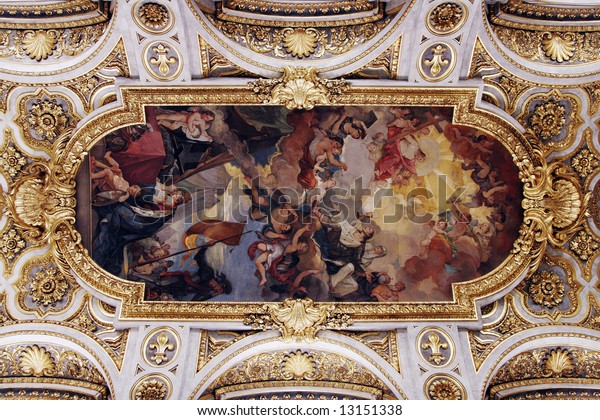 Golden Church Ceiling Painting Italy Europe Stock Image Download Now