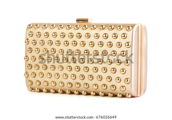 Golden Clutch Bag Isolated On White Stock Photo 676026649 | Shutterstock