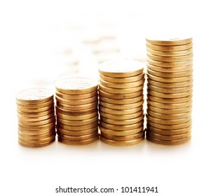 Golden Coins Ascending Order On White Stock Photo 101411941 | Shutterstock