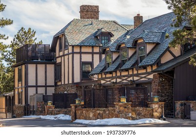 Golden. Colorado - March 7, 2021: Boettcher Mansion in Lookout Mountain Nature Center and Preserve, Golden, Colorado