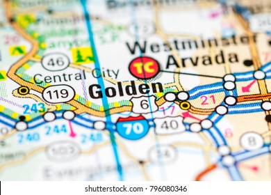 Golden. Colorado. USA On A Map