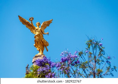 Golden colored Angel of Independence in Mexico City