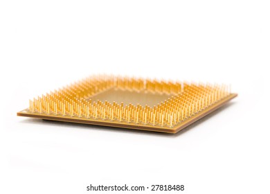 Golden Computer CPU close up shot
