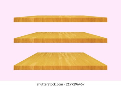 Golden Concrete Tabletop Or Shelves Isolated On White Background. With Clipping Path.