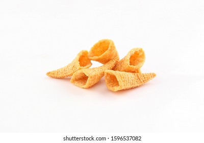 golden cone corn chips isolated on white background