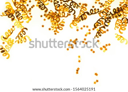 golden confetti party frame background isolaed