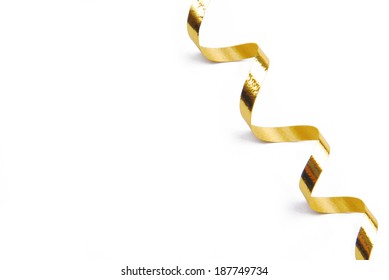 Golden Confetti Serpentine Ribbon Isolated On White