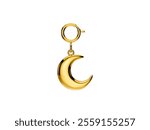 Golden crescent moon charm pendant with a hoop, featuring a shiny surface and a whimsical design, perfect for adding a touch of elegance to any jewelry collection.