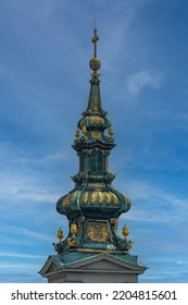 Golden Cross At Top Of Church Spire In Belgrade Serbia