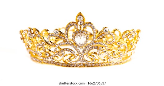 A Golden Crown Isolated on a White Background