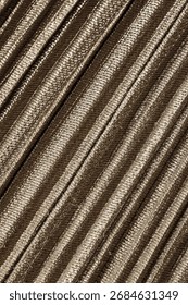 Golden diagonal pattern fabric texture close up background