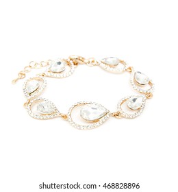 Golden Diamond Bracelet Isolated On White Background