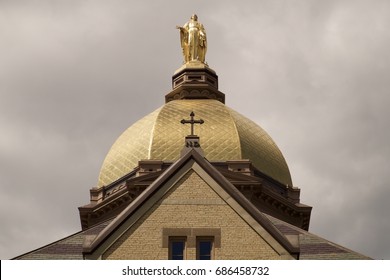 The Golden Dome Atop The MaIn Building At The University Of Notre Dame