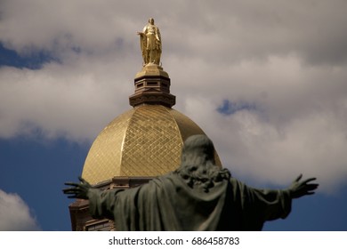 The Golden Dome Atop The MaIn Building At The University Of Notre Dame