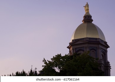 Golden Dome On The Main Building At The University Of Notre Dame