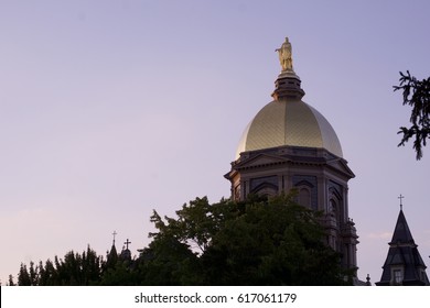 Golden Dome On The Main Building At The University Of Notre Dame