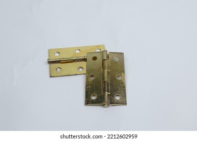 Golden Door Hinge Isolated On A White Background