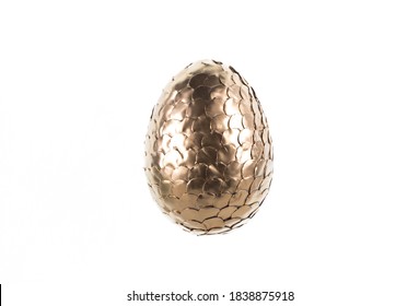 Golden Dragon Egg On White Background