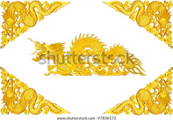 Golden Dragon Frame On White Background Stock Photo (Edit Now) 97836572