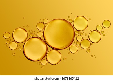 Golden Drops Of Oil Or Serum Surface Background