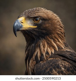 Golden Eagle is a breathtaking depiction of one of the most majestic birds of prey. This image captures the Golden Eagle in mid-flight, its powerful wings fully extended and its keen eyes sharply focu - Powered by Shutterstock