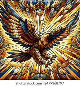 golden eagle stained glass design 