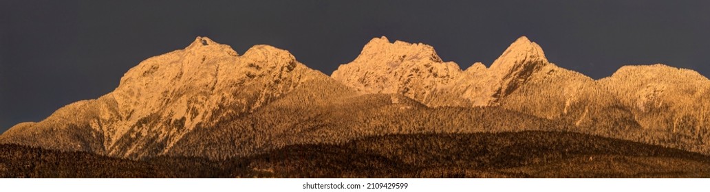 Golden Ears Mountain In Winter, Taken From Maple Ridge, BC, Canada.