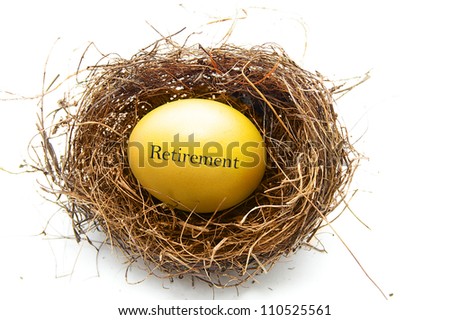 golden egg in a bird's nest, with Retirement text