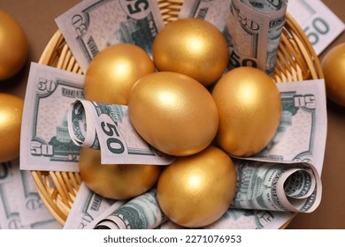 Golden eggs, pension savings, investments and retirement - Shutterstock ID 2271076953