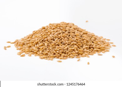 Golden Flaxseed Isolated On White Background