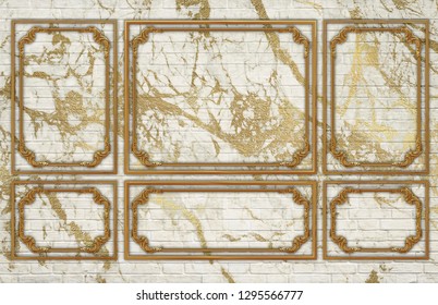 Golden Fram White Wall Texture Wallpaper 