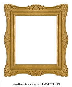 Golden frame for paintings, mirrors or photo isolated on white background. Design element with clipping path - Shutterstock ID 1504221533