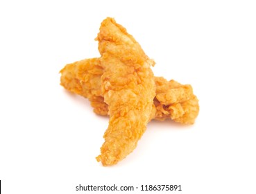 Golden Fried Chicken Fingers On A White Background