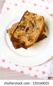 Golden Fruit Loaf Slices On The Plate