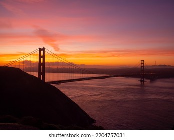 The Golden Gate Bridge during dramatic sunset in San Francisco - Powered by Shutterstock