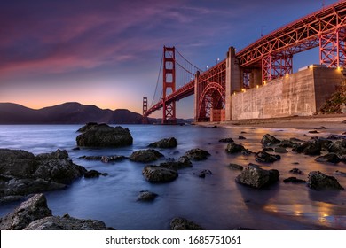 Golden Gate Bridge during sunset new San Fransisco, USA - Powered by Shutterstock