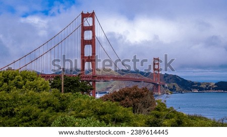Golden Gate Bridge and fog from Battery Spencer, Golden Gate National Recreation Area, in San Francisco, California