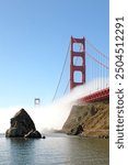 Golden Gate Bridge with fog, Fort Baker, San Francisco, CA, USA