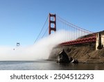 Golden Gate Bridge with fog, Fort Baker, San Francisco, CA, USA