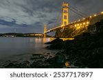 Golden Gate Bridge Long Exposure at night time from Fort Baker