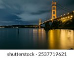 Golden Gate Bridge long exposure at night from Fort Baker