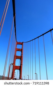 Golden Gate Bridge Pillar in San Francisco, California, USA.
