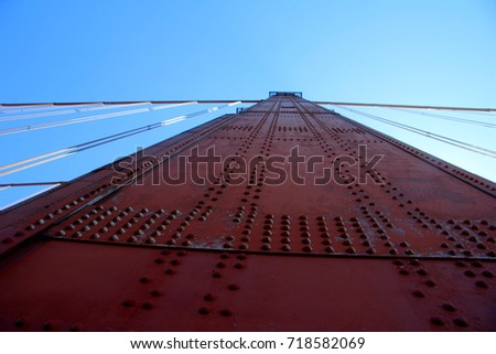 Golden Gate Bridge Pillar in San Francisco, California, USA.