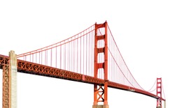 Golden Gate Bridge (San Francisco, Kalifornien, USA) Isolerad På Vit Bakgrund
