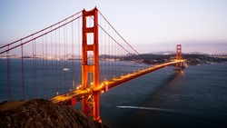 The Golden Gate Bridge In San Francisco With The Sunset View