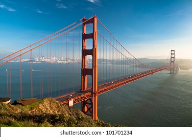 Golden Gate Bridge And San Francisco Skyline.