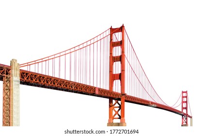 Мост Золотые Ворота (Сан-Франциско, Калифорния, США), изолированный на белом фоне
